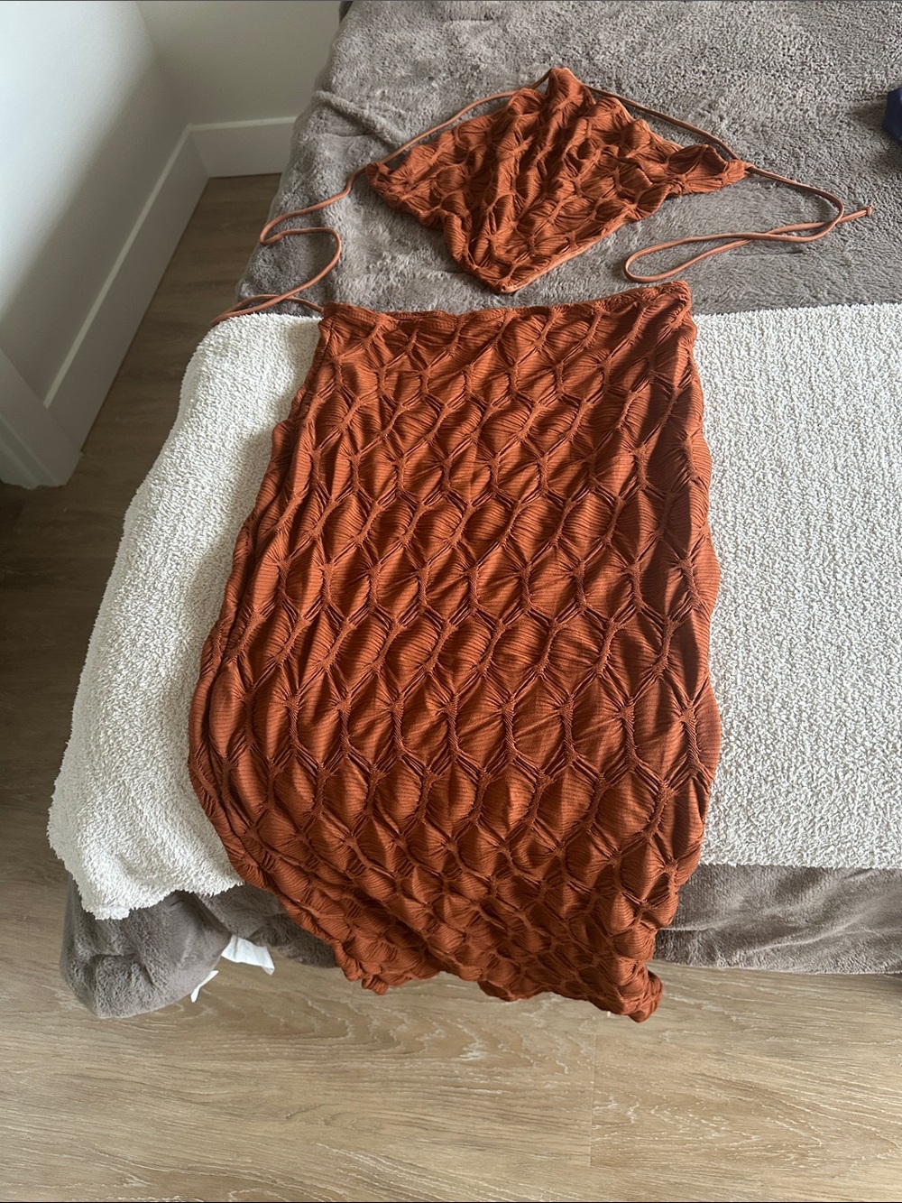 Fashion Nova Orange Textured Dress